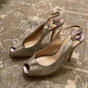 Jimmy Choo glitter sling back peep toe size 39